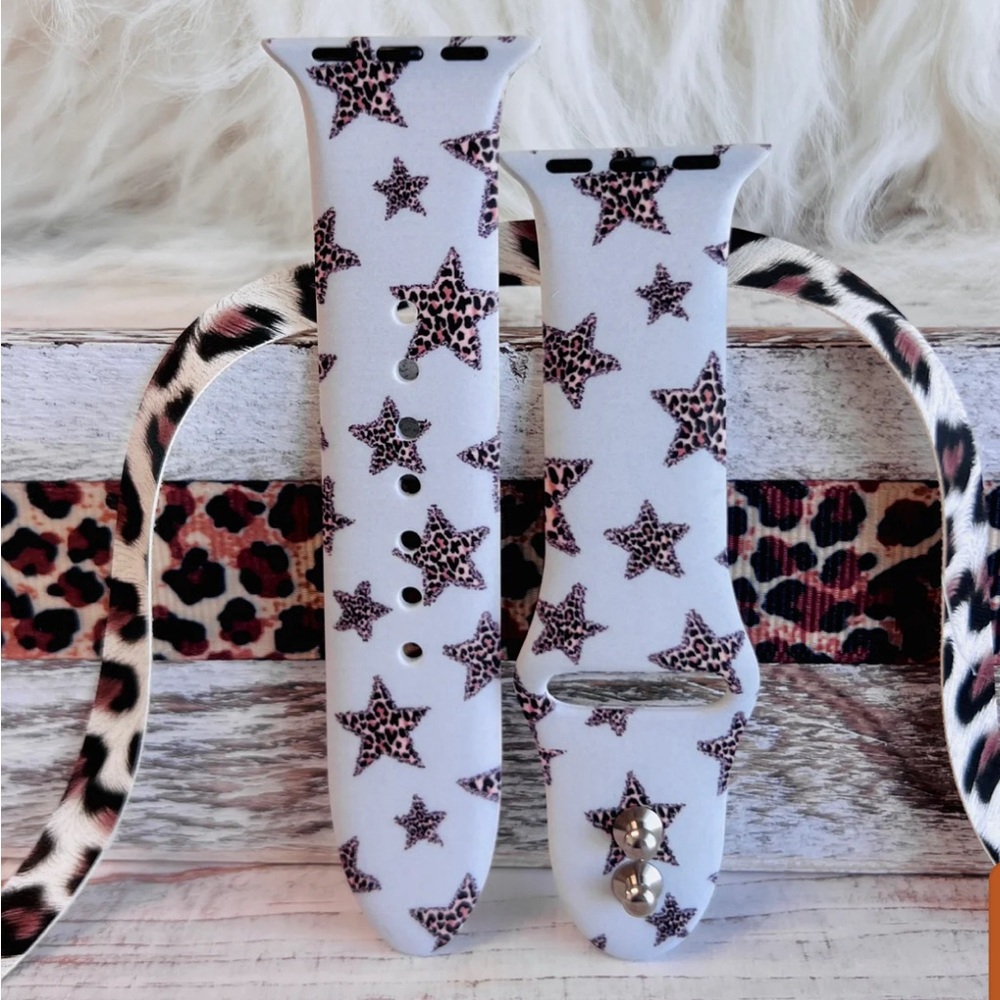 Leopard Stars Print Silicone Band For Apple Watch